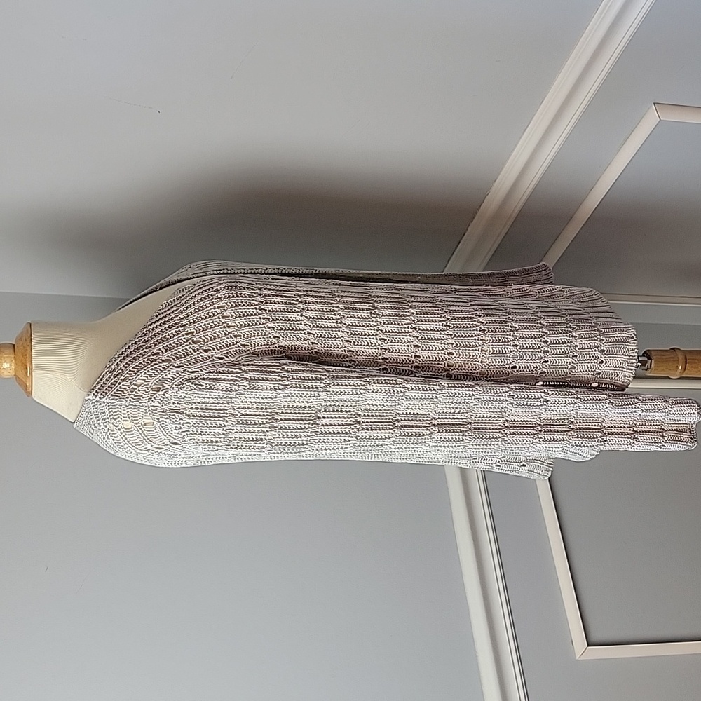 CHICO'S Gray Cable Open Knit Cottagecore Office Preppy Open Cardigan Sweater XL - Picture 4 of 7